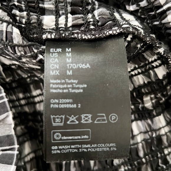 H&M Smocked Blouse Gingham Long Sleeve Crop Top - Picture 14 of 15